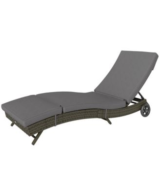 Lounge Chair, Gray, Steel, PE Rattan, Polyester Construction, Thickly cushioned "S" shaped outdoor chaise