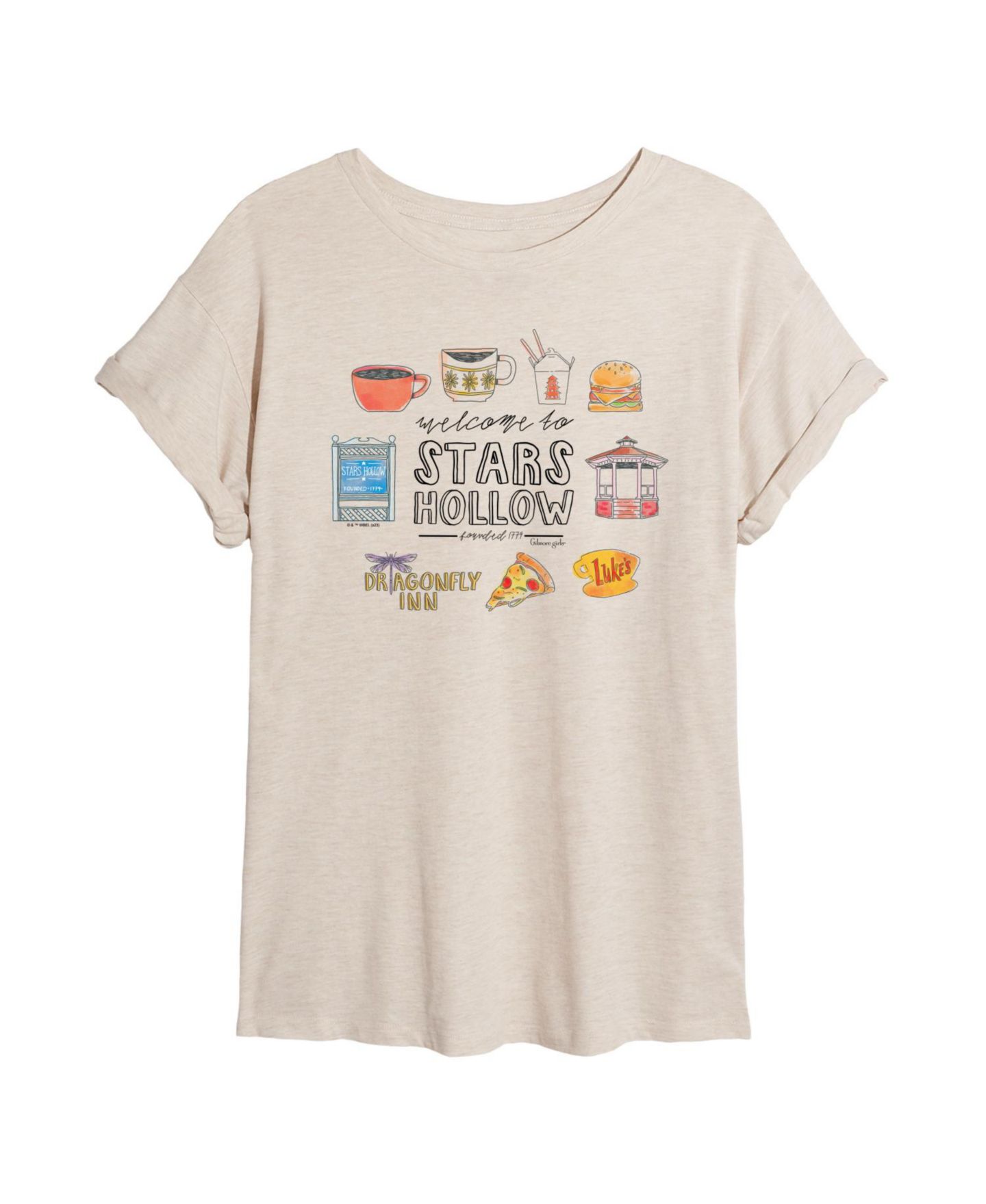 Женская футболка Gilmore Girls Stars Hollow Grid Relaxed Fit Graphic, цвет: Берёзовый — фото 3