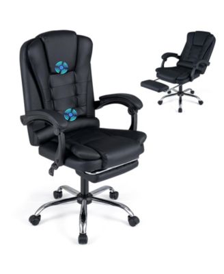 Massage Office Chair with Footrest, Adjustable Reclining Backrest seat