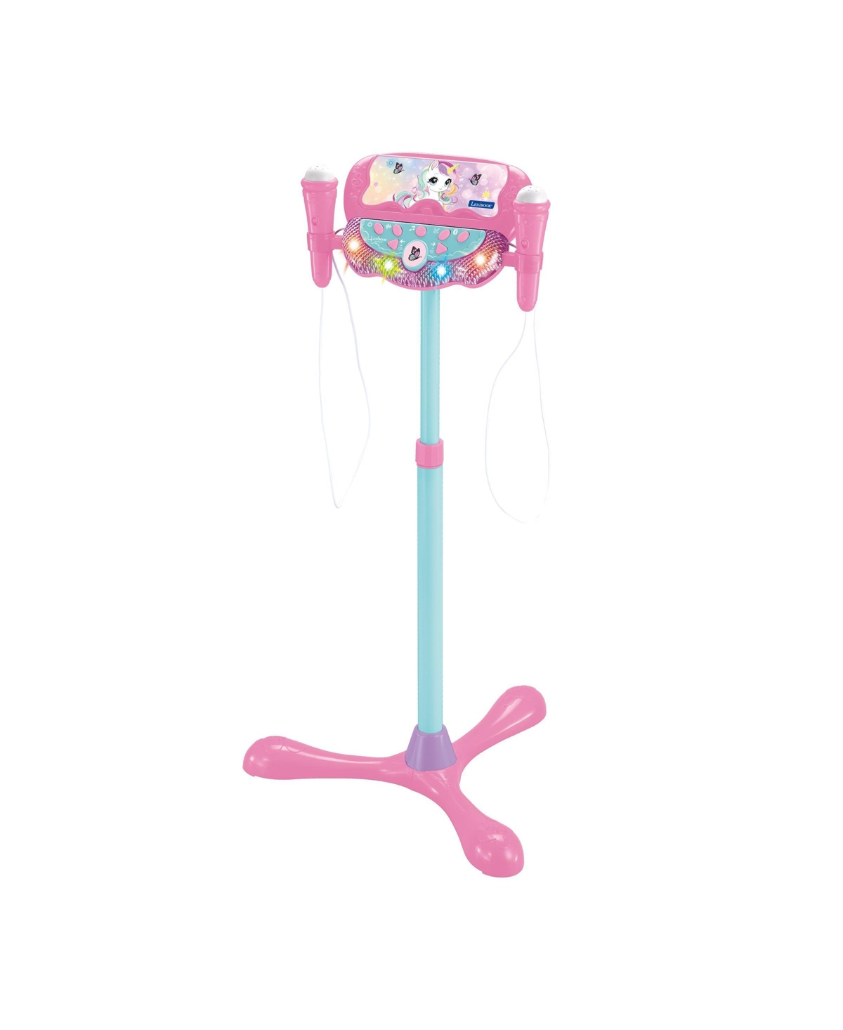 Lexibook Unicorn Adjustable Bluetooth Light-Up Karaoke Microphone Speaker - Pink