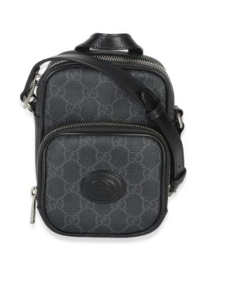 Black GG Supreme Mini Interlocking G Crossbody Bag