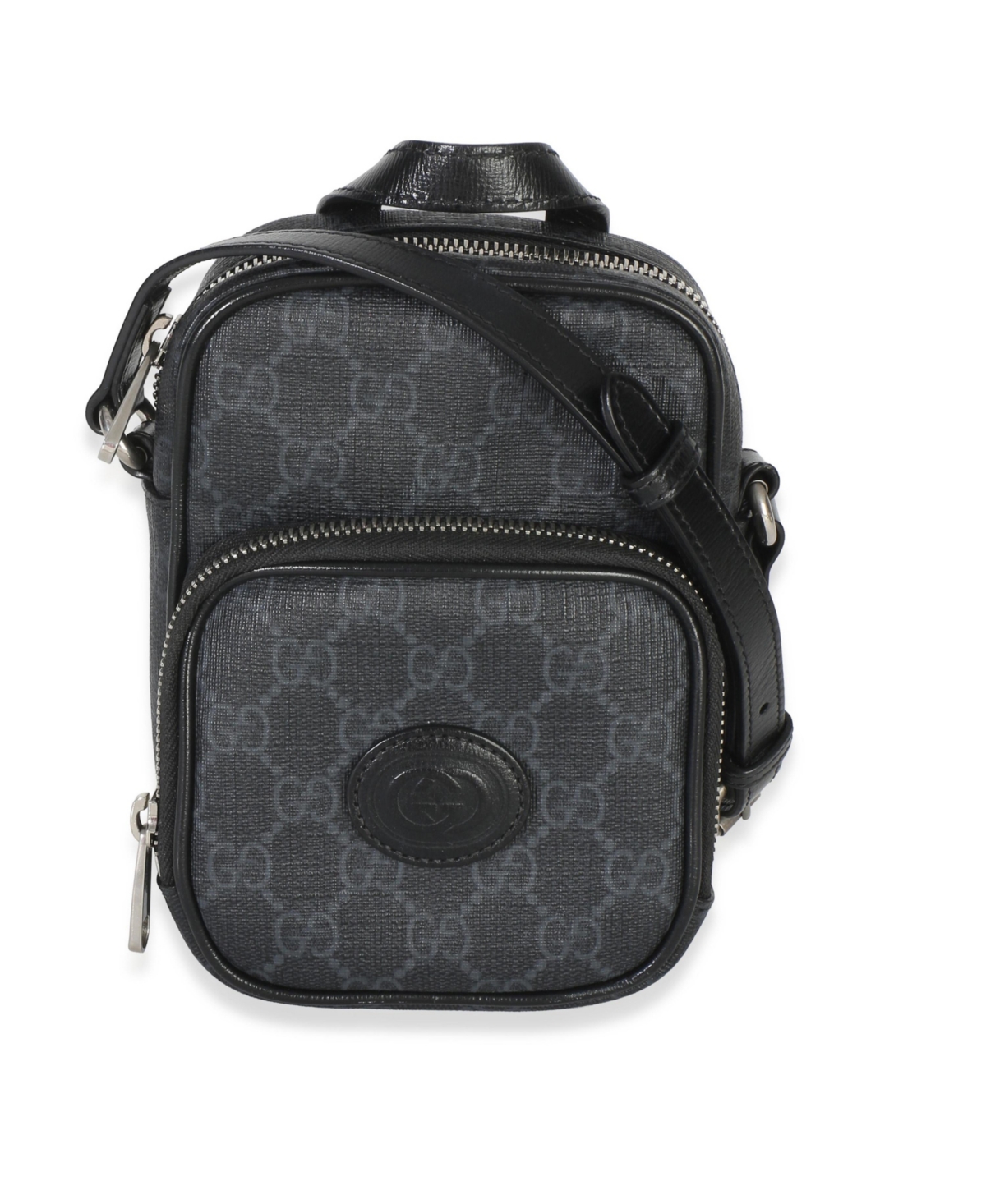 Pre-Owned Gucci Black Gg Supreme Mini Interlocking G Crossbody Bag - Black
