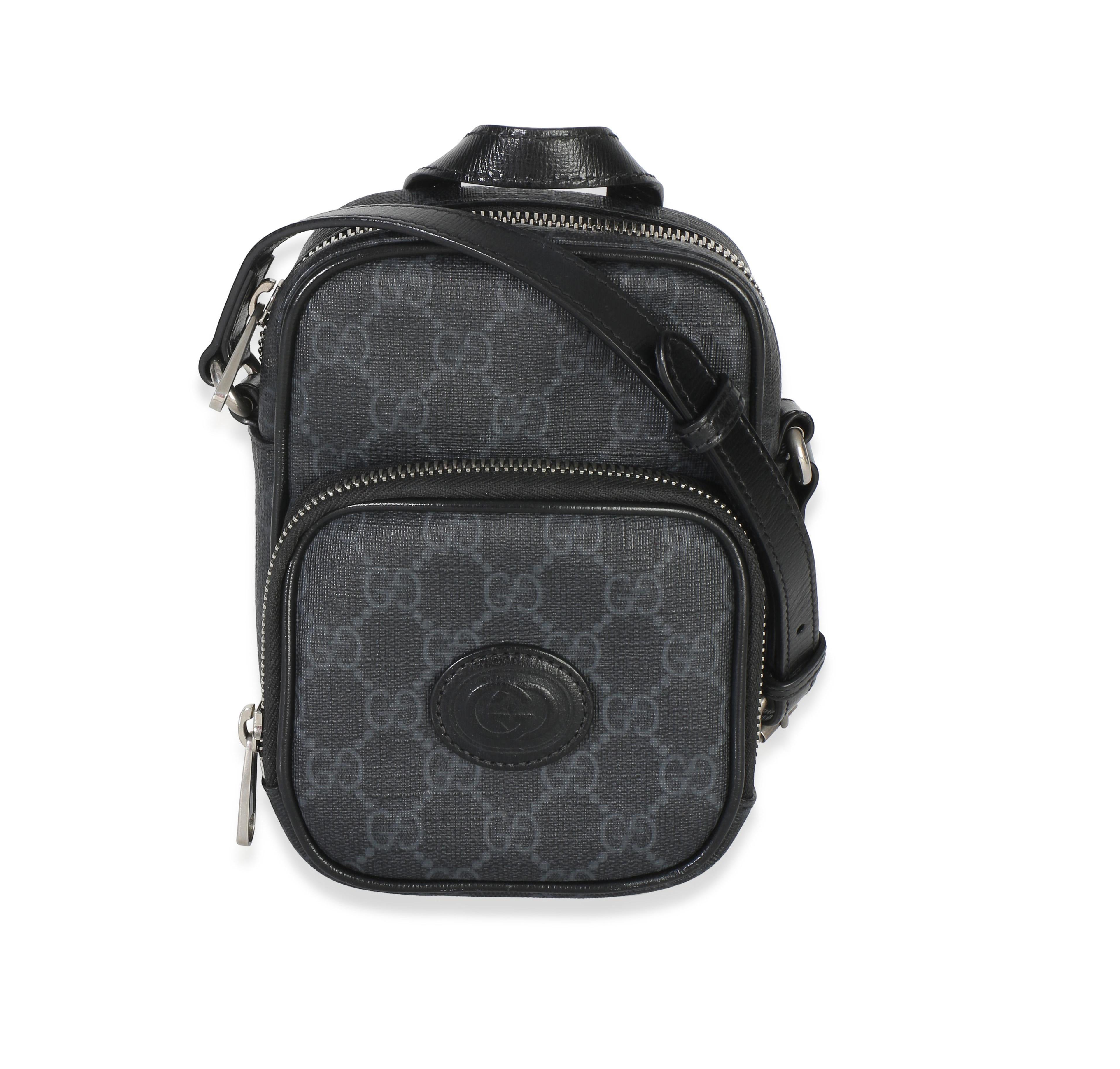 Pre-Owned Gucci Black Gg Supreme Mini Interlocking G Crossbody Bag