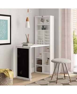 SmartSpace Series Fold Down Wall Desk with Storage Shelves - Space Saving Murphy Desk Cabinet for Home Office and Small Spaces