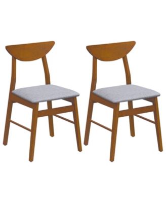 Upholstered Dining Chairs Set of 2 with Upholstered Seat Curved Backrest Wood Frame