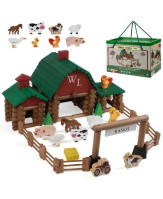 Farm Wooden Logs Building Set, 164-Piece, Ages 3+