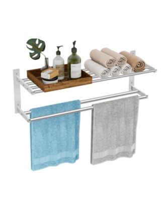 24 Inch Bathroom Hardware Wall-Mount 2 Tier Towel Rack