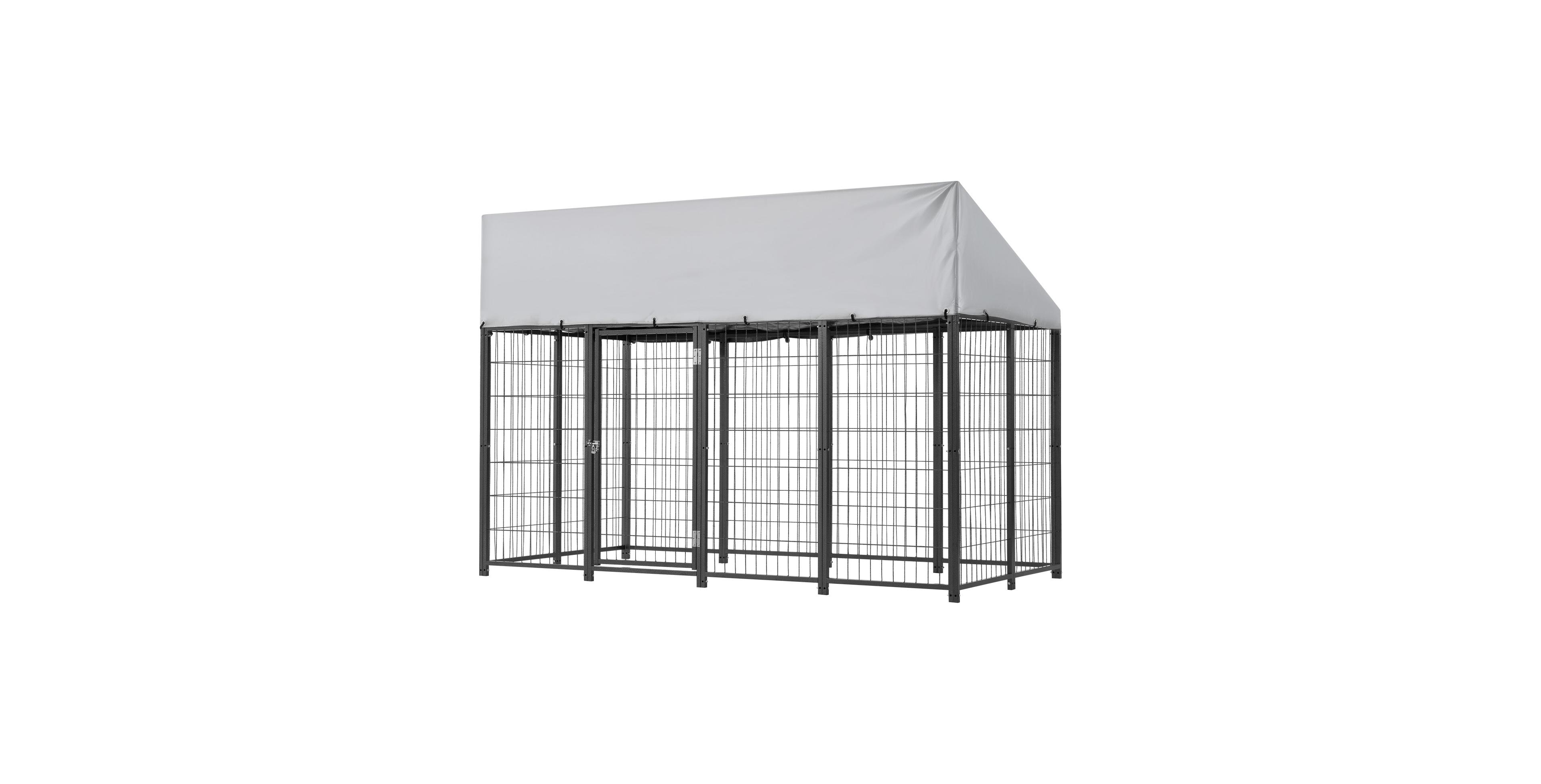 Hongge 7.87 ft Heavy Duty Outdoor Dog Kennel with Waterproof Roof Cover
