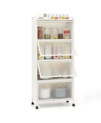 5-Tier Kitchen Storage Rack with Flip-Up Cabinet Doors