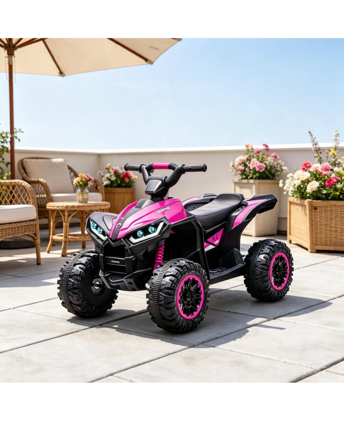 Sevorley 12V Kids Electric Atv Ride-On Toy with Dual Motors, 3.7 Mph Top Speed, Music and Headlights