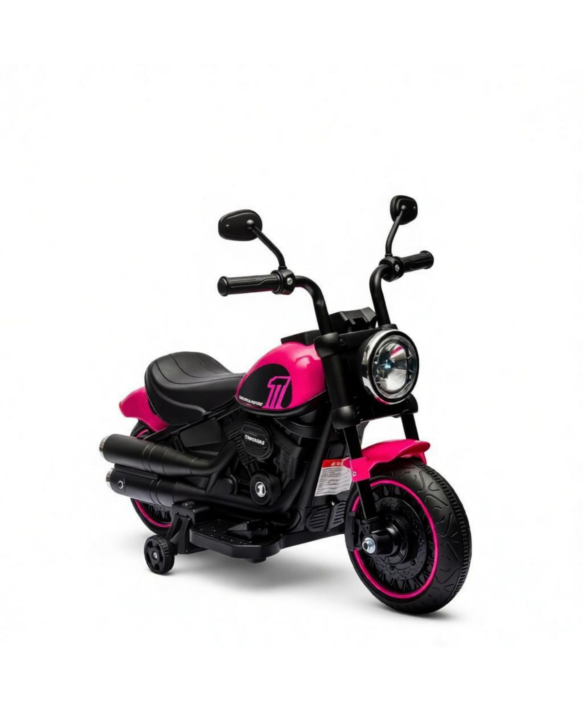 Sevorley 6V Kids Electric Motorcycle with Removable Training Wheels and Single-Button Start, 55 lbs Capacity, Ages 18-36 Months - Pink, black