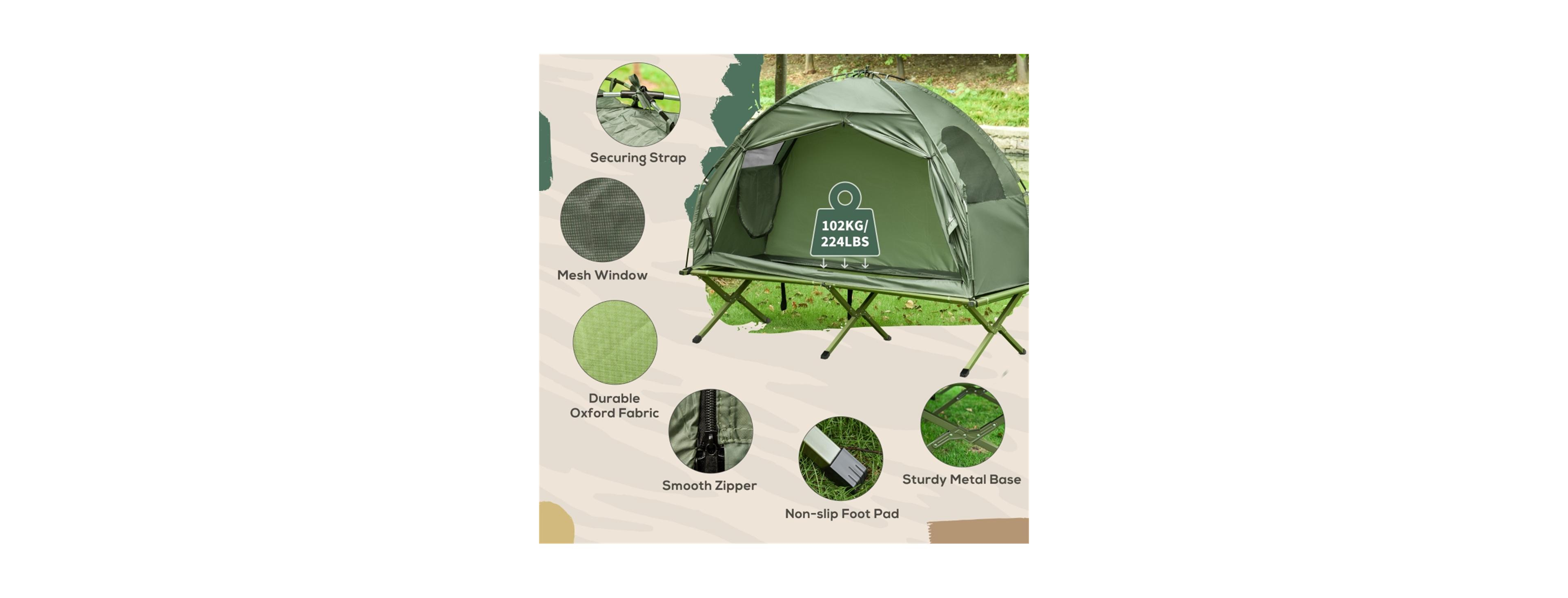 Sevorley Foldable Camping tent,Oxford Fabric, Fiberglass Poles Construction