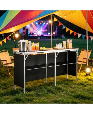 Extra Long Folding Portable Bar Table 77.95" x 15.16" x 34.65", Tradeshow Podium Table with Carrying Case, for Party Picnic and