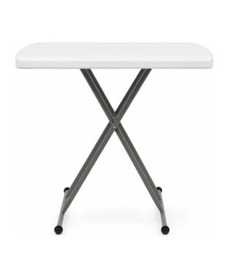 Adjustable Folding Table, 30 x 20 in Small HDPE Portable Personal Table with Steel Legs