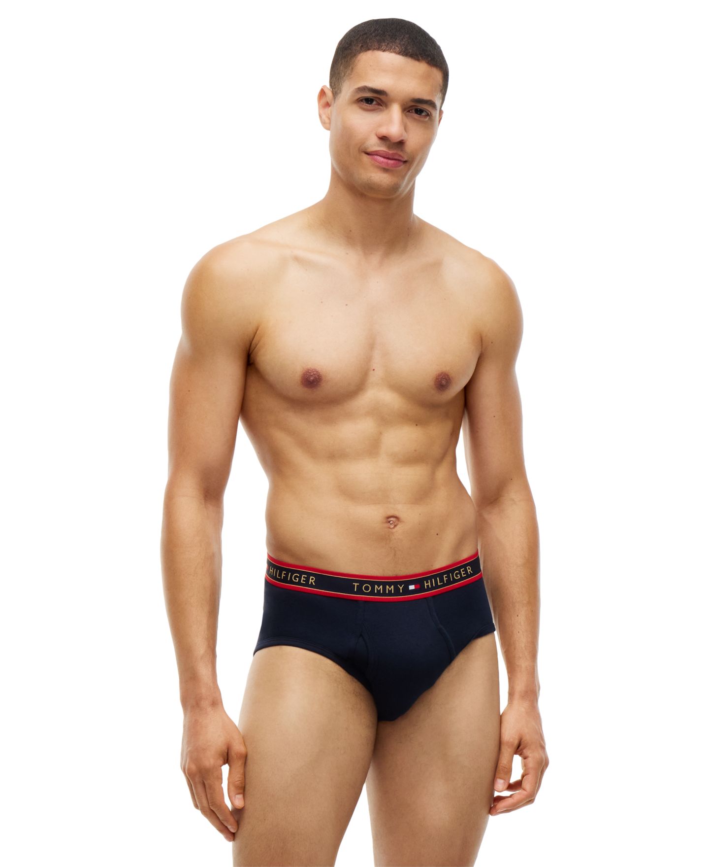 Трусы-брифы Stitch для мужчин, хлопок, 4 шт. — Tommy Hilfiger, цвет: Красный / Пустынный небесно-голубой — фото 3