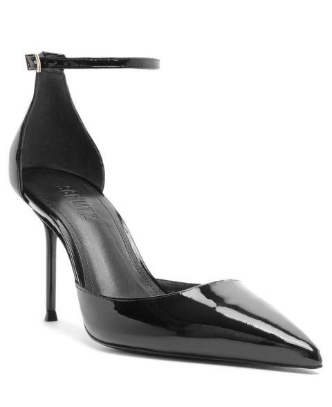Женские туфли Schutz Paloma Stiletto Pointed Toe Ankle Strap Pumps, цвет: Чёрный