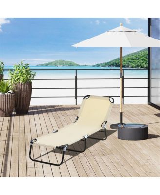 Folding Lounge Chairs / beach chair, Steel, Oxford Fabric Construction, Tan or lounge around the pool