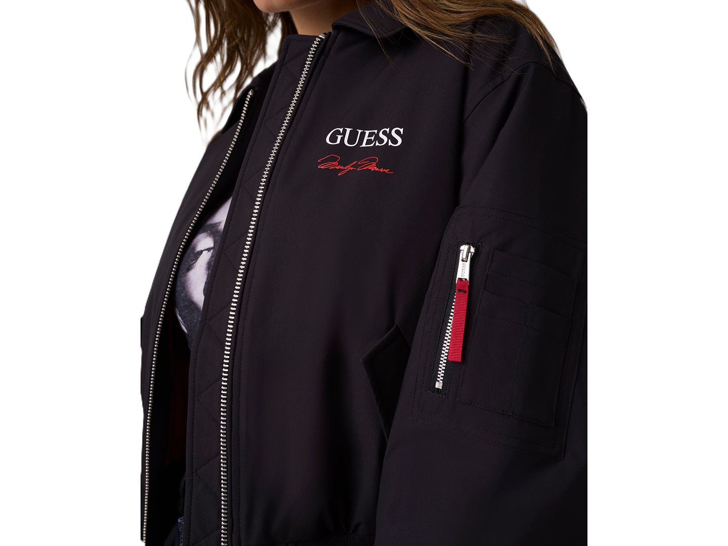 Женская куртка GUESS Marilyn Long-Sleeve Bomber, цвет: Угольно-чёрный — фото 3
