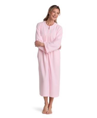 Women's Long-Sleeve Brushed Back Terry Knit Zip Robe