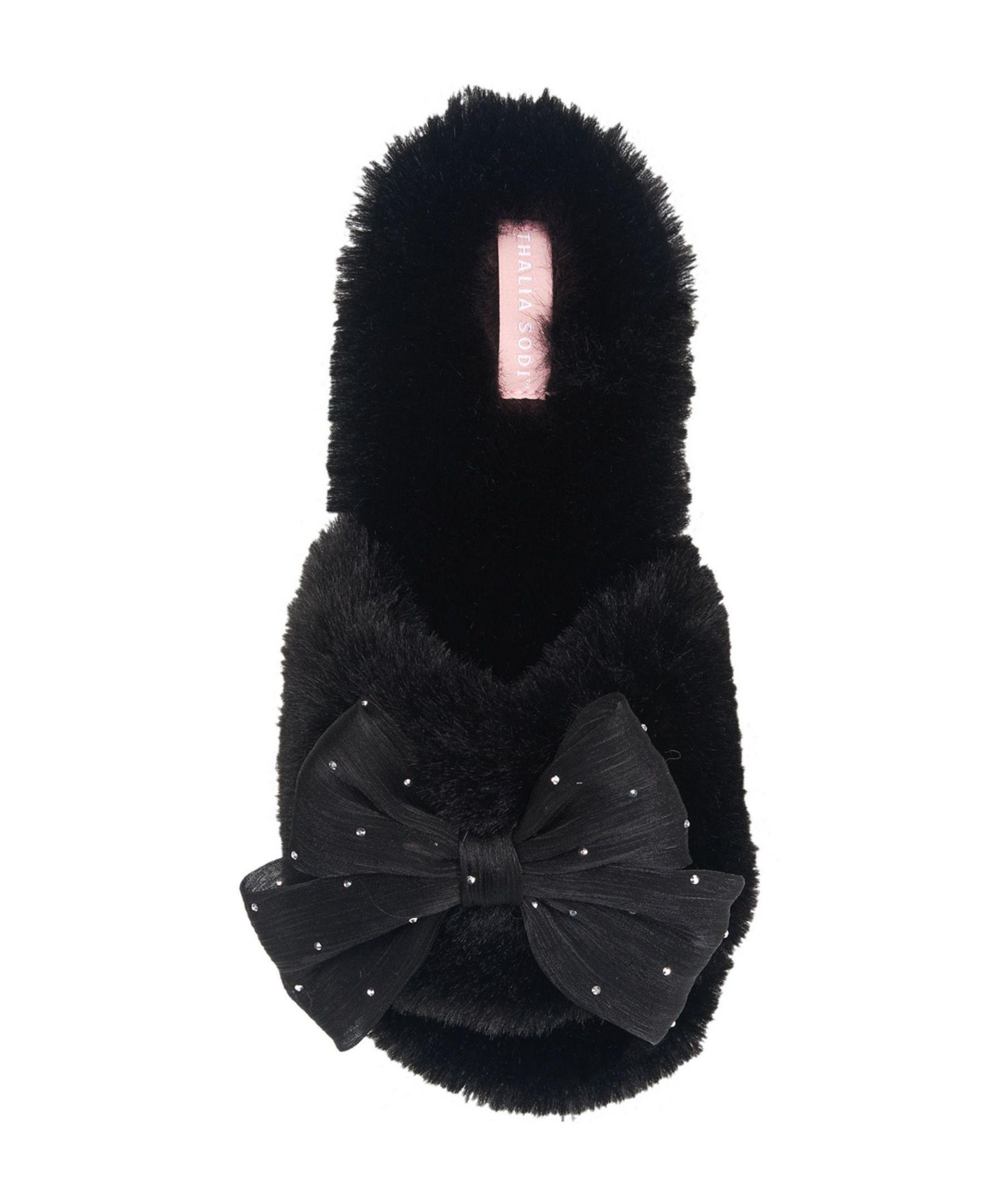 Женские тапочки Thalia Sodi Blingbo Faux Fur Bling Bow Slipper, цвет: Чёрный — фото 5