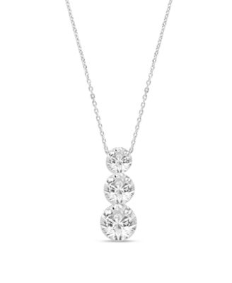 Lab-Grown Diamond 3-Stone Pendant Necklace (2 ct. t.w.) in 14k White Gold
