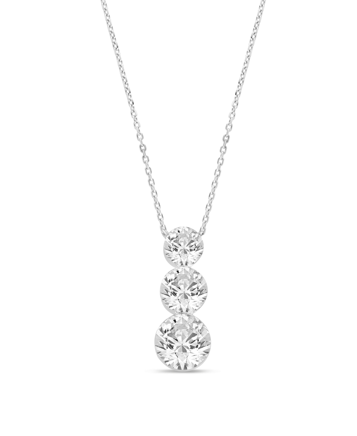 Macy's Lab-Grown Diamond 3-Stone Pendant Necklace (2 ct. t.w.) in 14k White Gold - White Gold