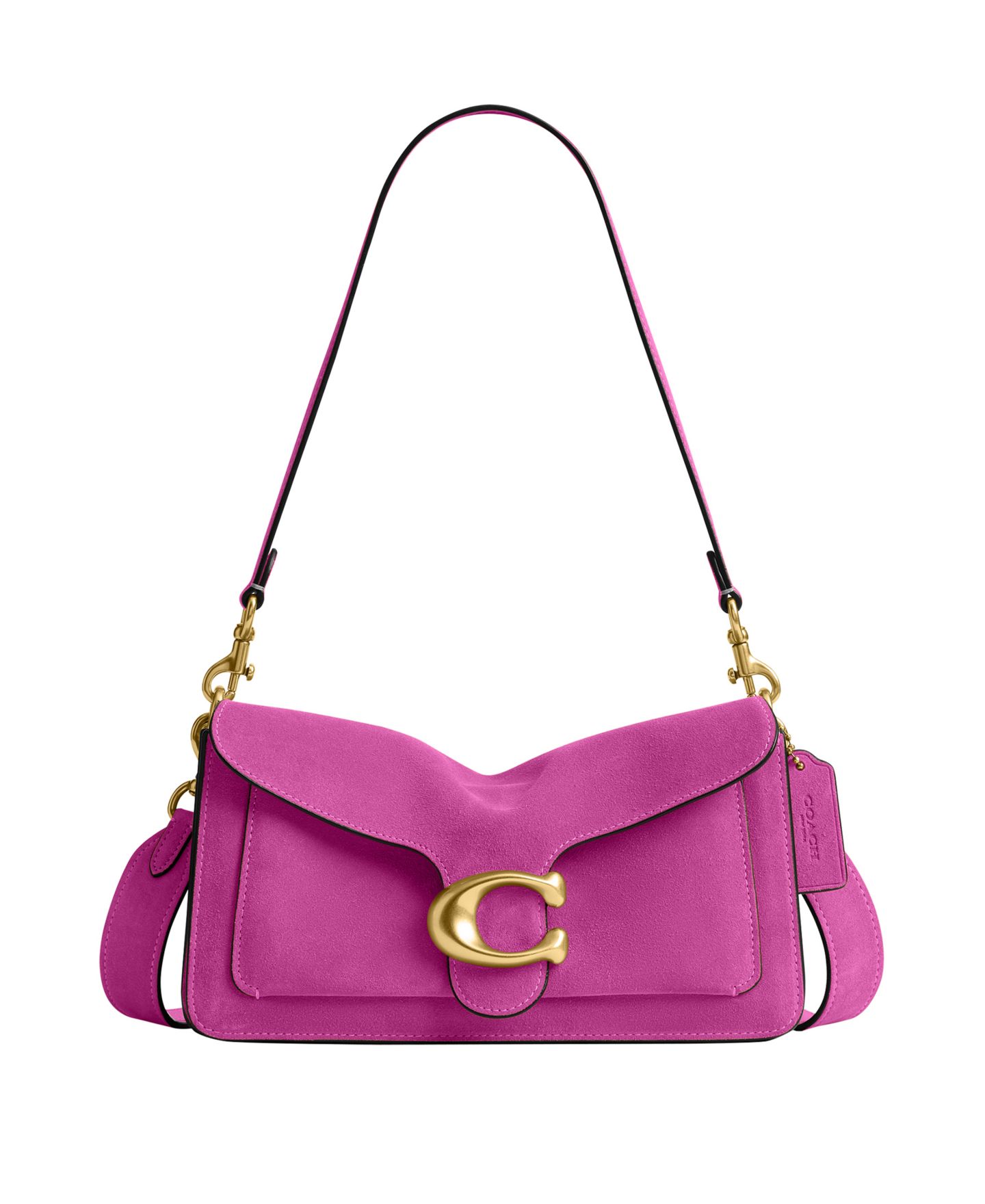 Женская сумка COACH Suede Tabby Small Shoulder Handbag 26, цвет: Латунный / Пурпурный — фото 1