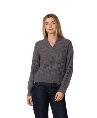 Women's Cable-Knit V-Neck Sweater