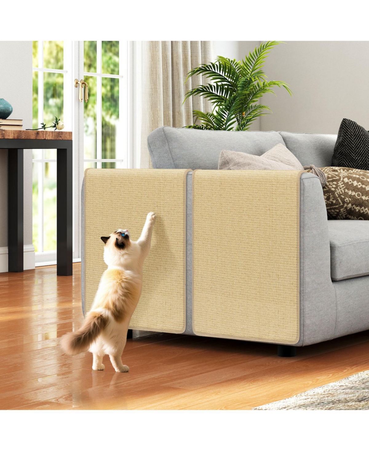 Zeny 2 Piece Cat Scratcher Mat Set 32 x 20 Inch Natural Sisal Pads - Beige/Khaki