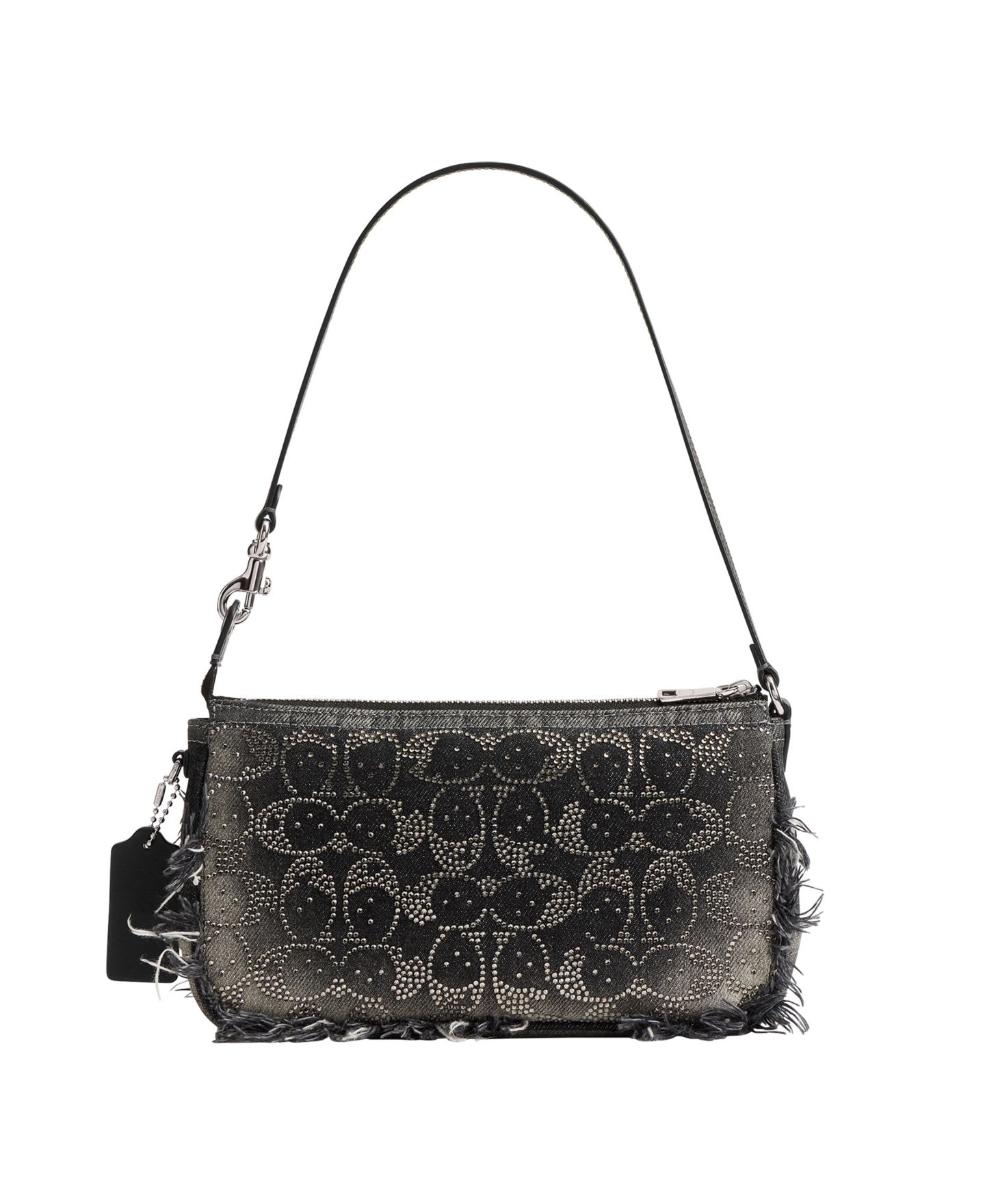 Женская сумка COACH Loved Denim Crystal Small Shoulder Handbag, цвет: Серебряный / Чёрный — фото 2