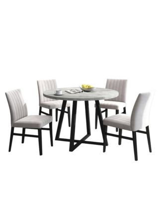 Edo 5-Piece Dining Set, Round Trestle Table and 4 Chairs