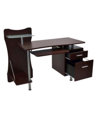 Wood Desk With 2 Drawers, CPU Shelf, Home Office Desk
