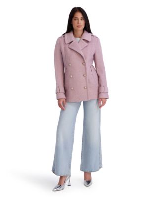 Women's Boucle Peacoat with Gold Accents