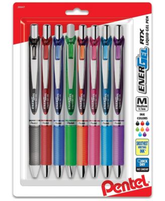 EnerGel RTX Retractable Liquid Gel Pen, 0.7mm Metal Tip, Medium Line, Assorted Ink Mix 1, 8-Pk