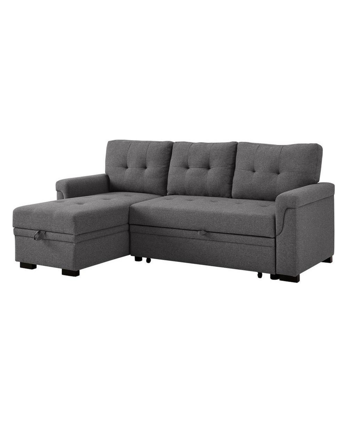 FurniFact Stylish Reversible Sleeper Sectional Sofa with Storage Chaise - Gray