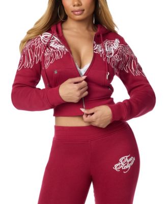 Women's Full Zip Cropped Long-Sleeve Hoodie