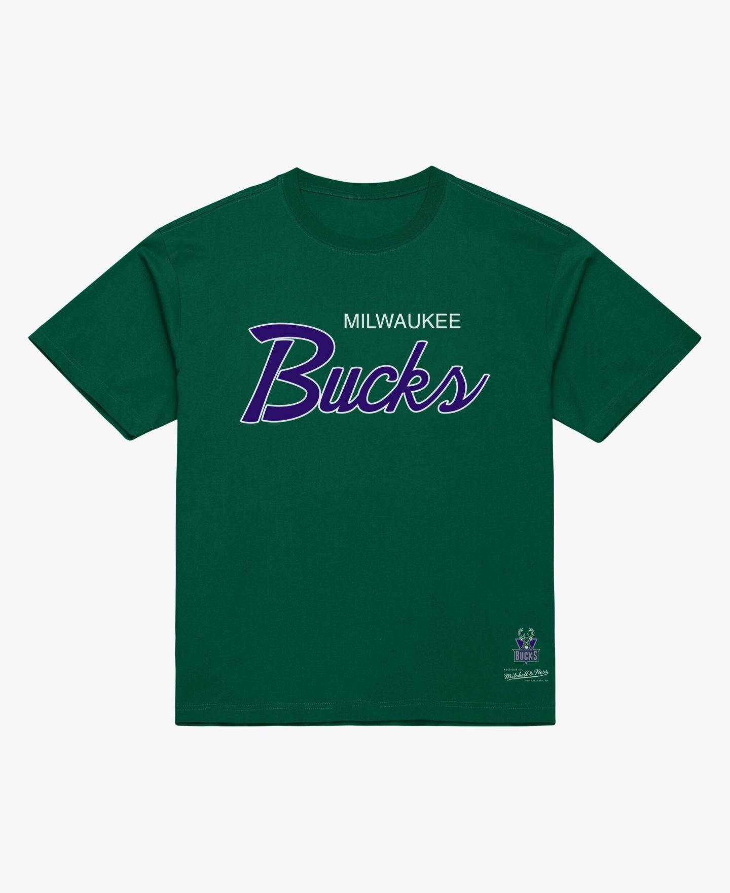 Мужская футболка Mitchell & Ness Green Milwaukee Bucks Vintage Wordmark — фото 1
