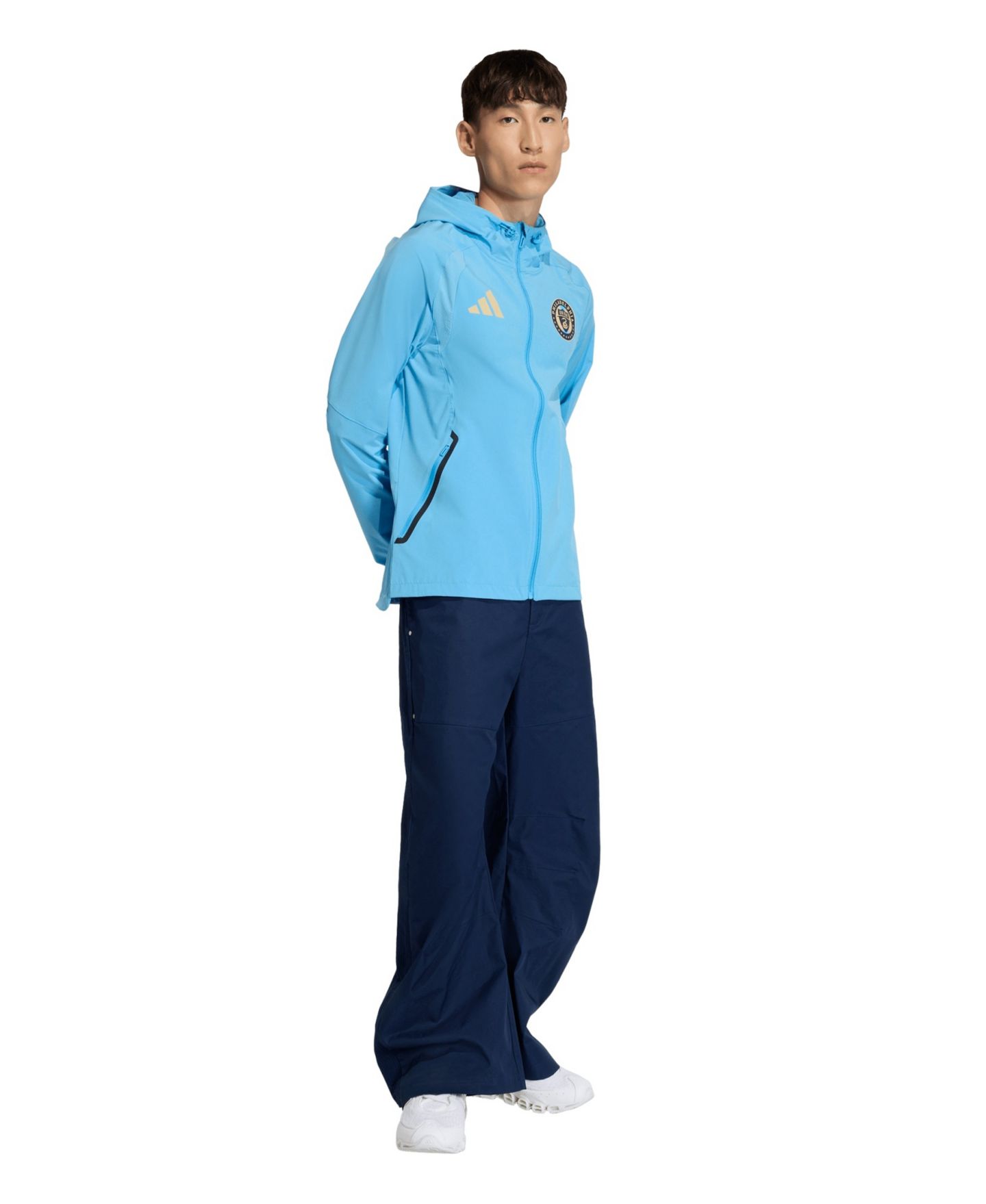Мужская куртка adidas Light Blue Philadelphia Union Tiro Travel Full-Zip Hooded Windbreaker — фото 3