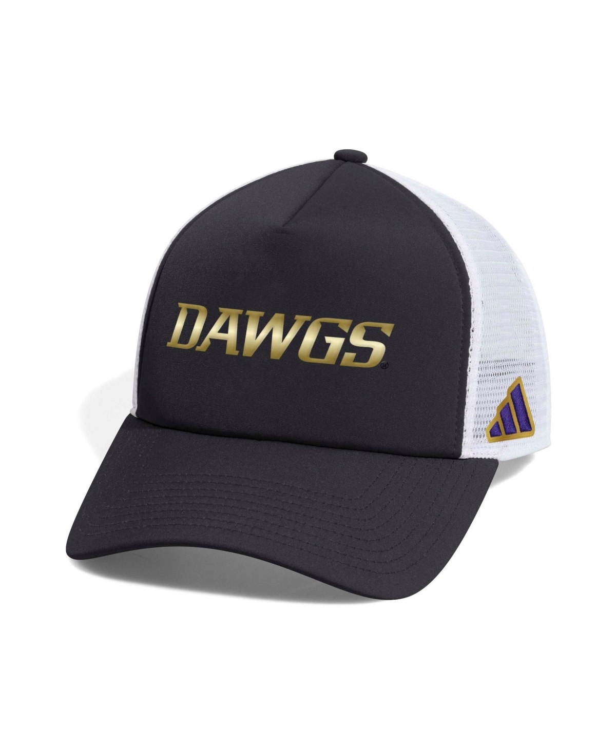 Adidas Men's Black Washington Huskies Bow Down Foam Front Trucker Adjustable Hat - Black