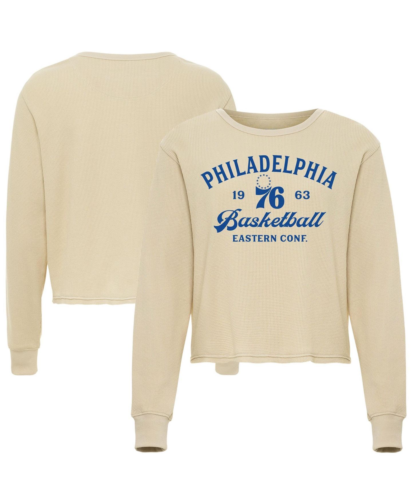 Футболка Sportiqe Cream Philadelphia 76ers High Country Collection Cullen Waffle Knit Long Sleeve — фото 1