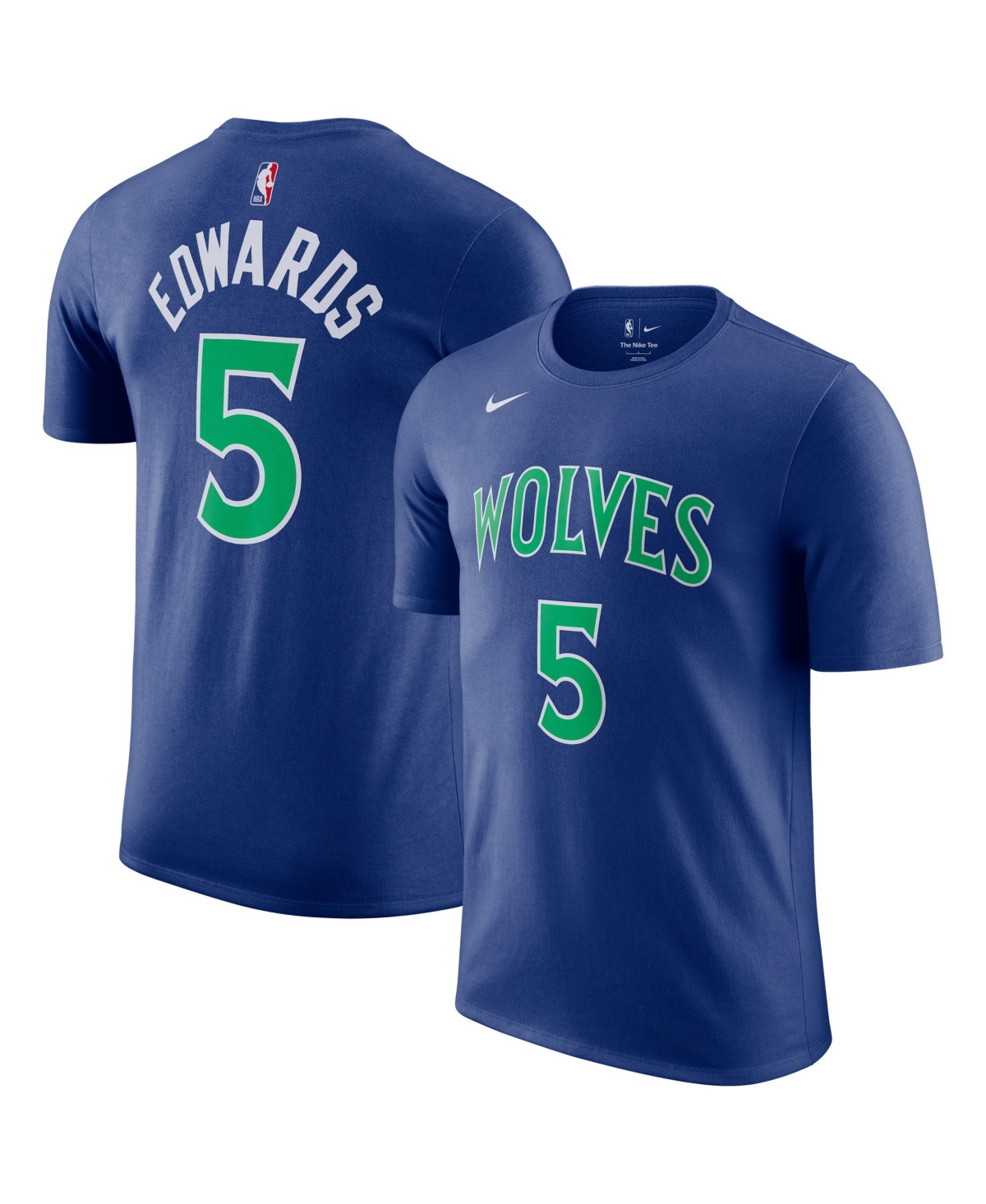 Nike Men's Anthony Edwards Blue Minnesota Timberwolves Icon Name & Number T-Shirt - Blue