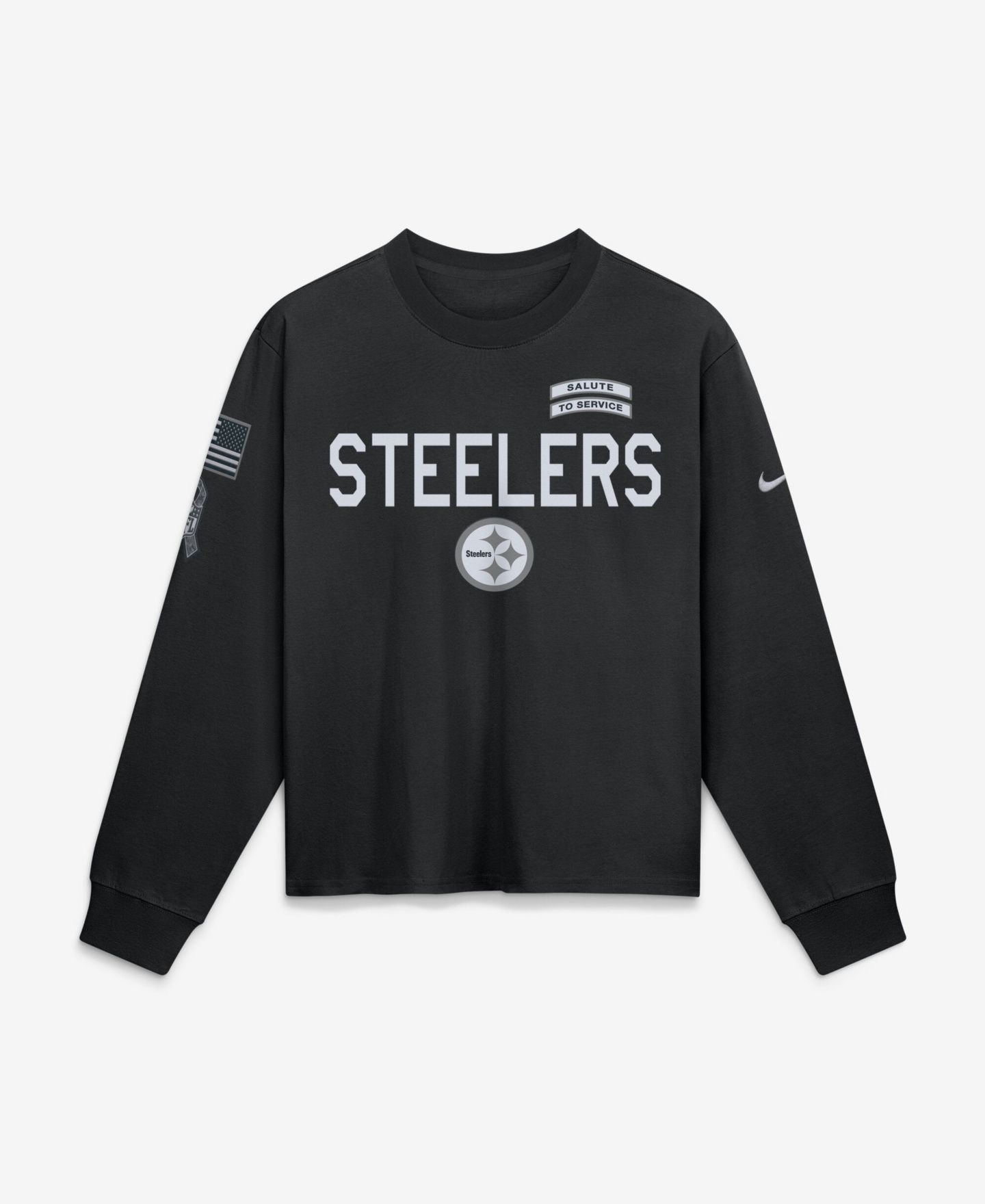 Женская футболка Nike Black Pittsburgh Steelers 2026 Salute to Service Sideline Long Sleeve — фото 1