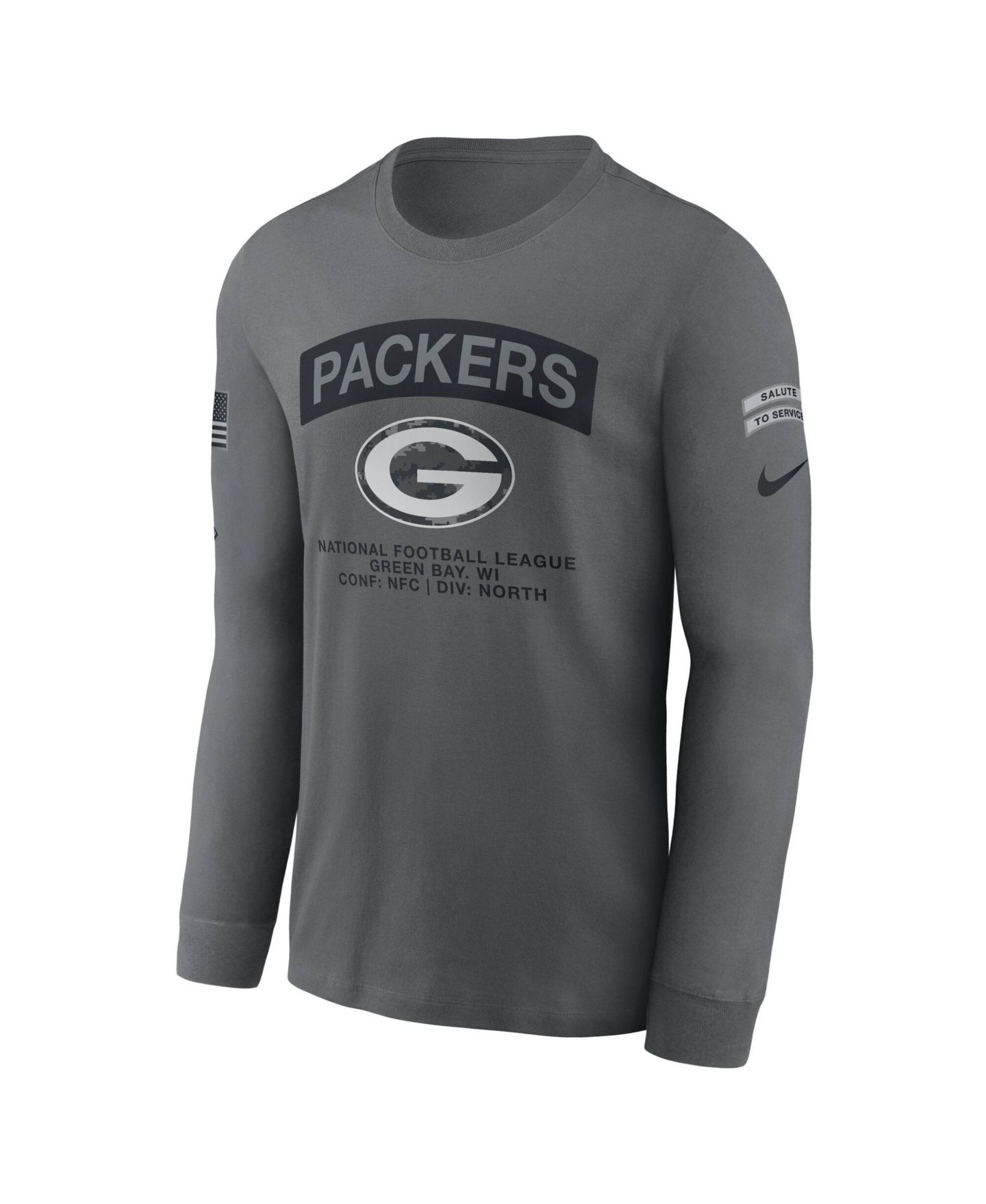 Мужская футболка Nike Gray Green Bay Packers 2026 Salute to Service Long Sleeve — фото 3