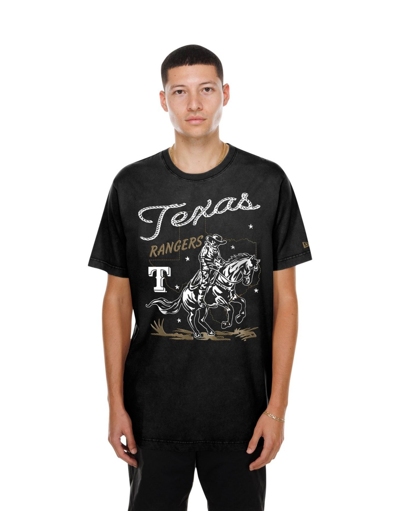 Мужская футболка New Era Black Texas Rangers Injection Lifestyle Urban Ranchwear — фото 1