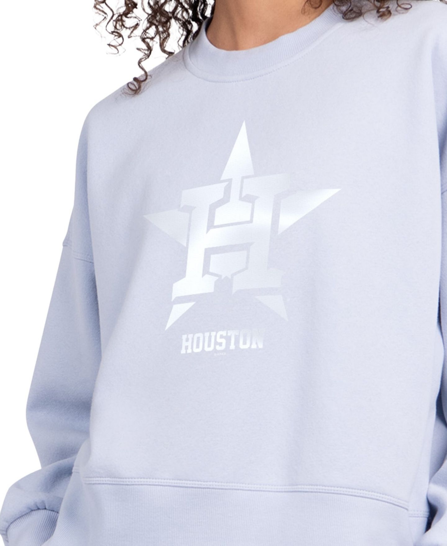 Женская толстовка Starter Light Blue Houston Astros Pastels Boxy Fleece — фото 3