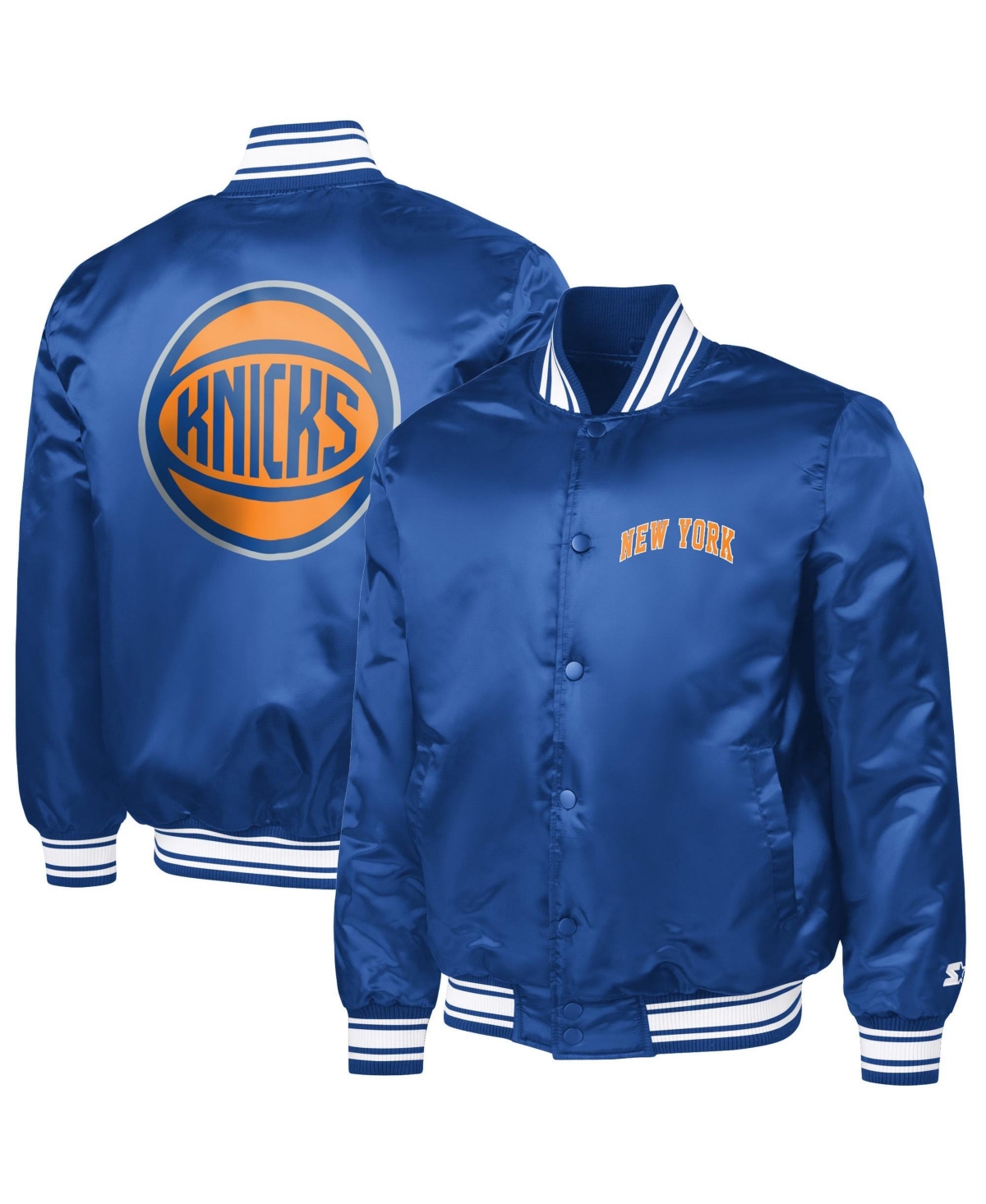 Starter Men's Blue New York Knicks Basketball Logo Varsity Full-Snap Jacket
