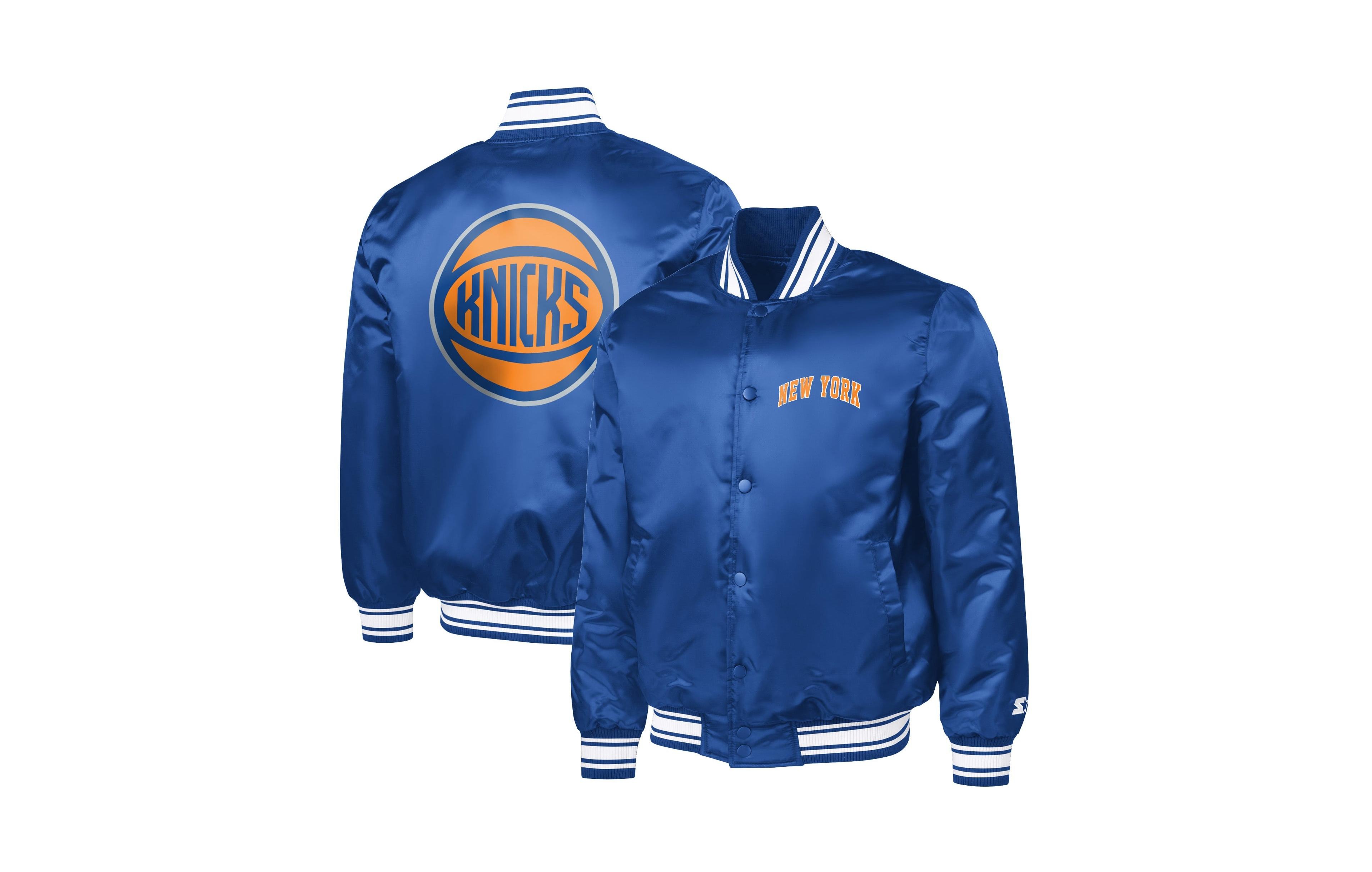 Starter Men's Blue New York Knicks Basketball Logo Varsity Full-Snap Jacket