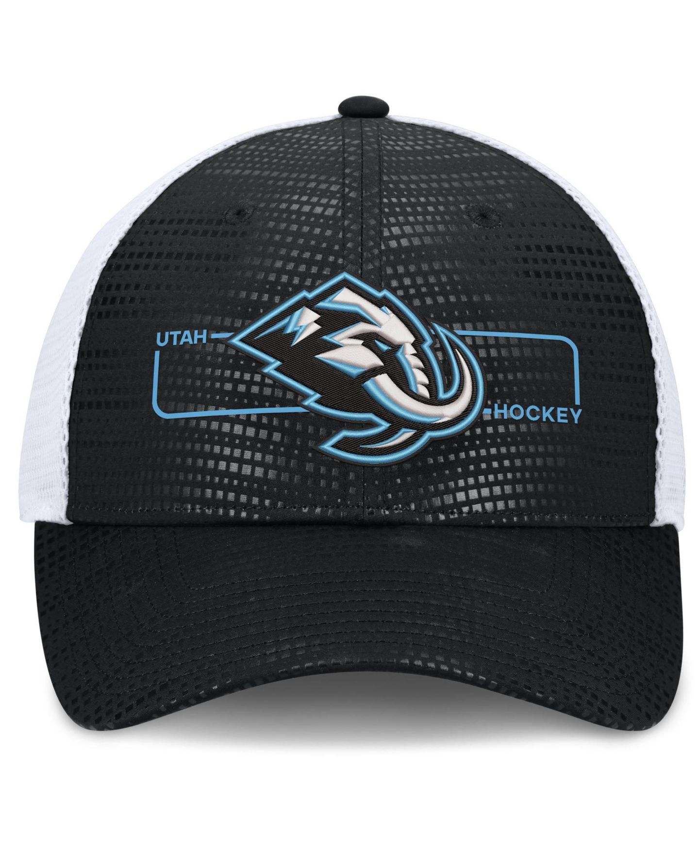 Мужская кепка Fanatics Black Utah Mammoth Authentic Pro Rink Boxed Logo Trucker Hat — фото 2