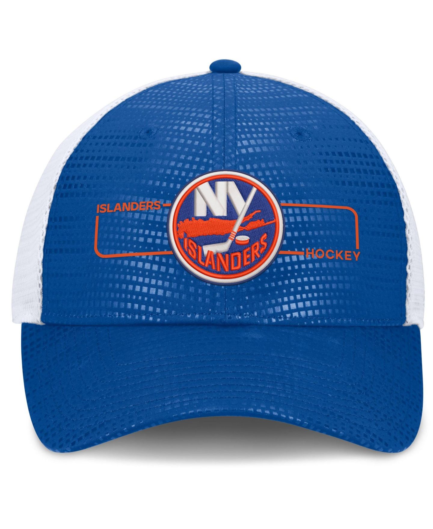 Мужская кепка Fanatics Royal New York Islanders Authentic Pro Rink Boxed Logo Trucker Hat — фото 2