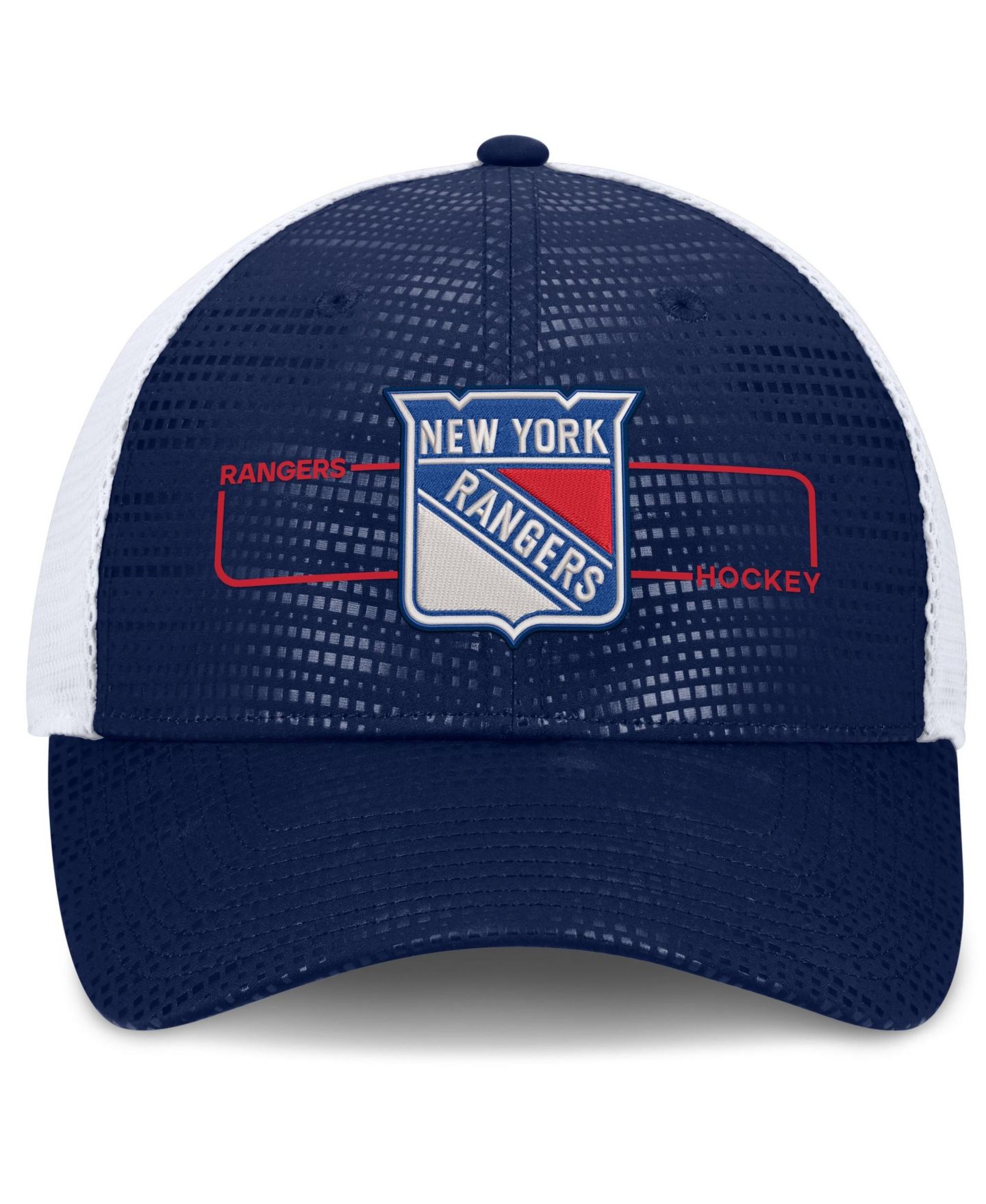 Мужская кепка Fanatics Navy New York Rangers Authentic Pro Rink Boxed Logo Trucker Hat — фото 2